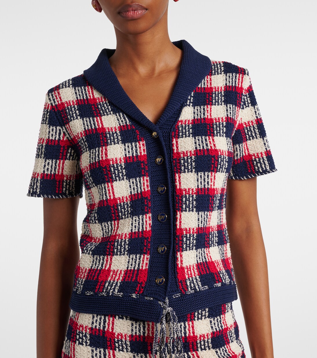 Checked cotton cardigan  | Valentino