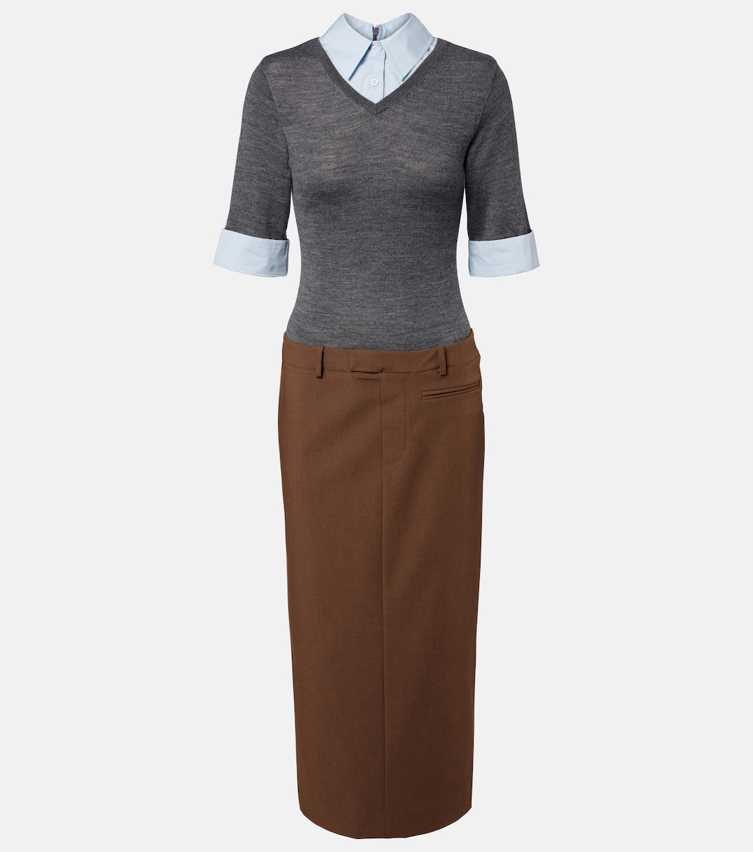 Layered wool-blend midi dress | Staud