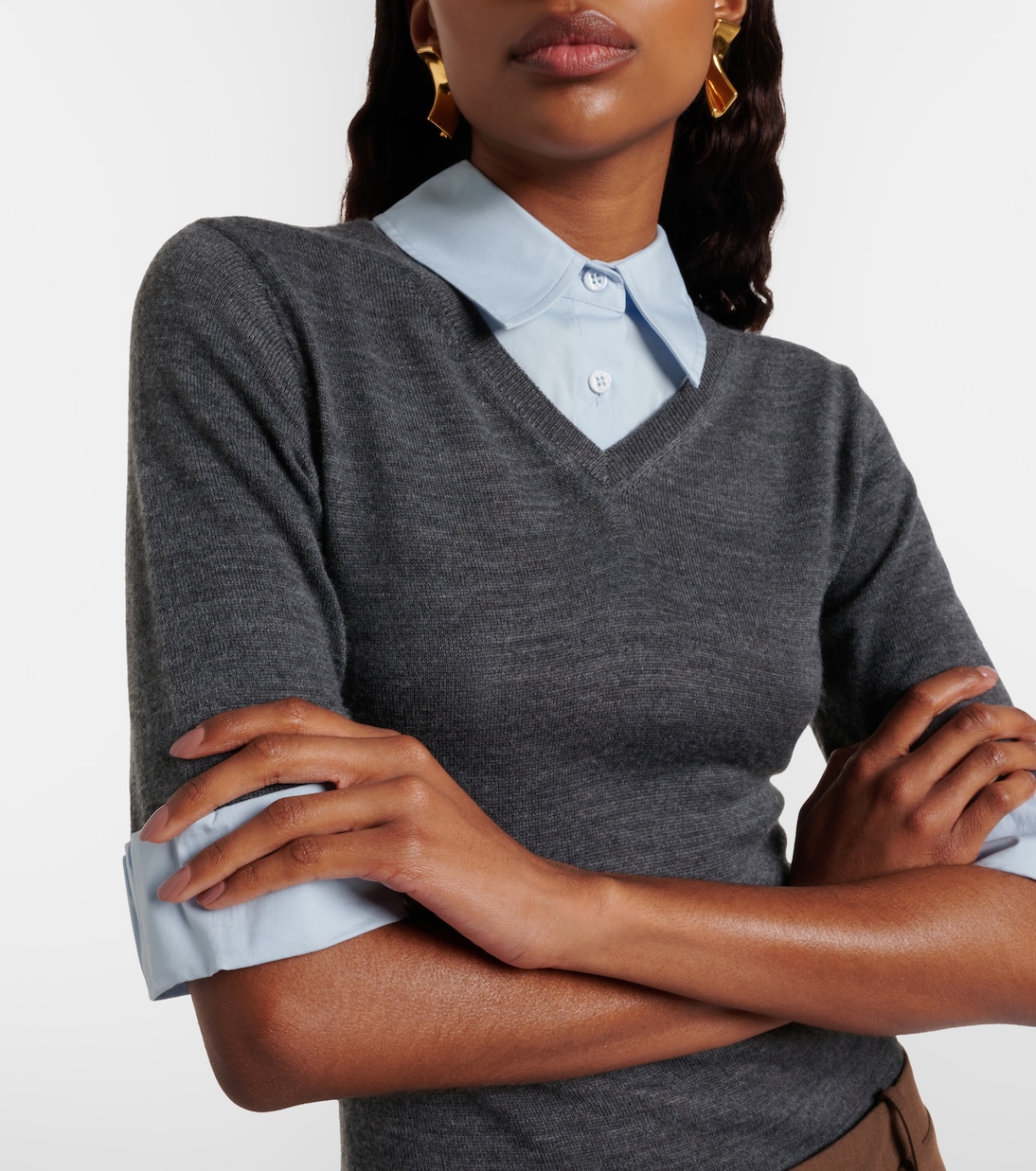 Layered wool-blend midi dress | Staud