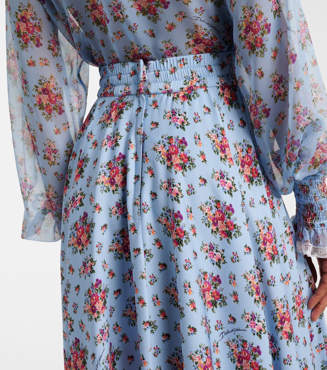 Floral silk-blend midi skirt | Dolce&Gabbana