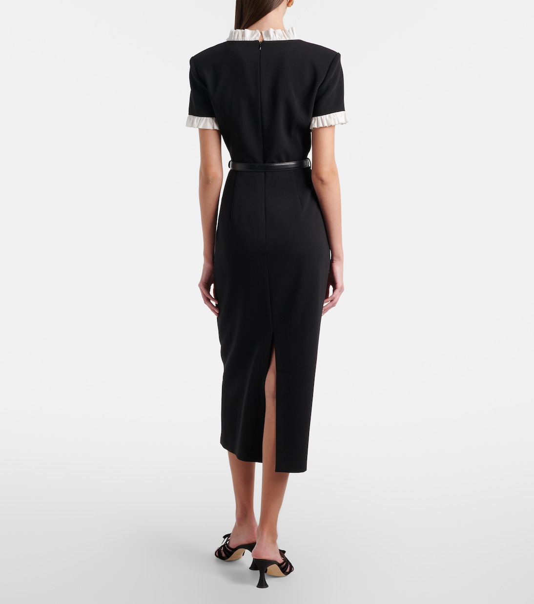 Belted crêpe midi dress | Self-Portrait