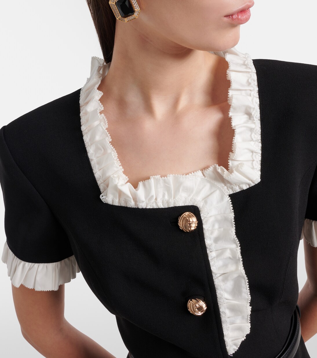 Belted crêpe midi dress | Self-Portrait