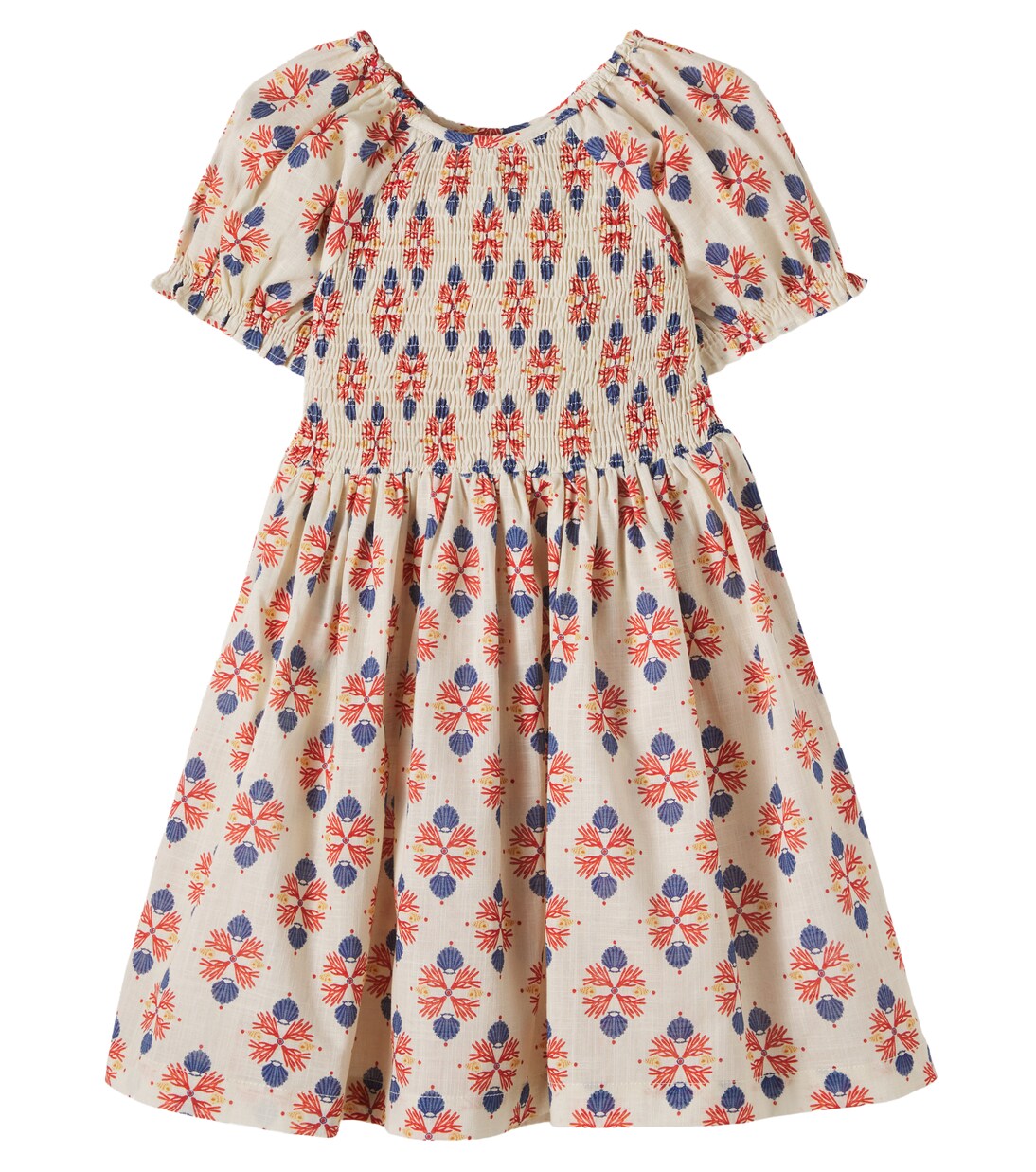 Kaia printed shirred cotton dress | Bebe Organic