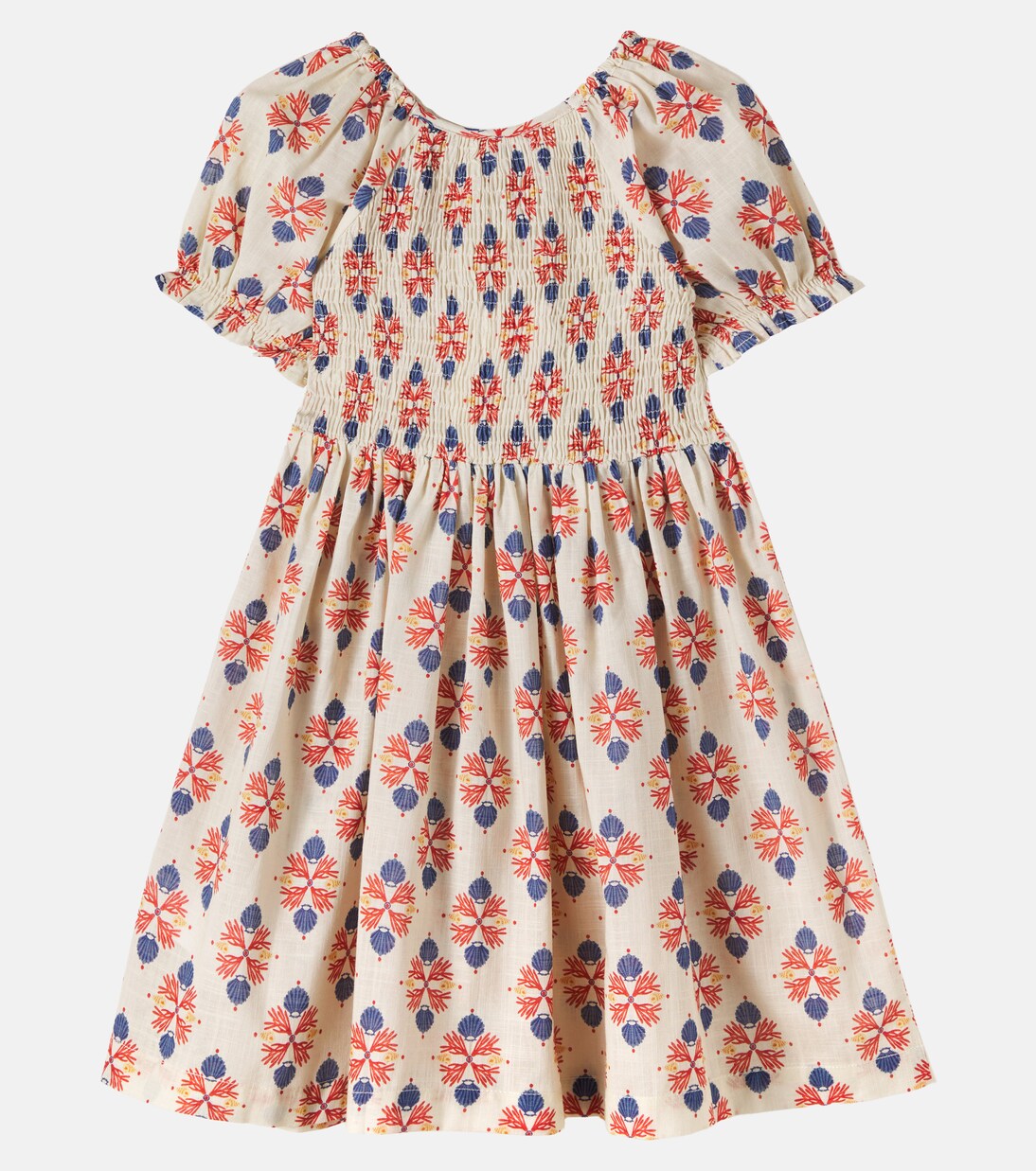 Kaia printed shirred cotton dress | Bebe Organic