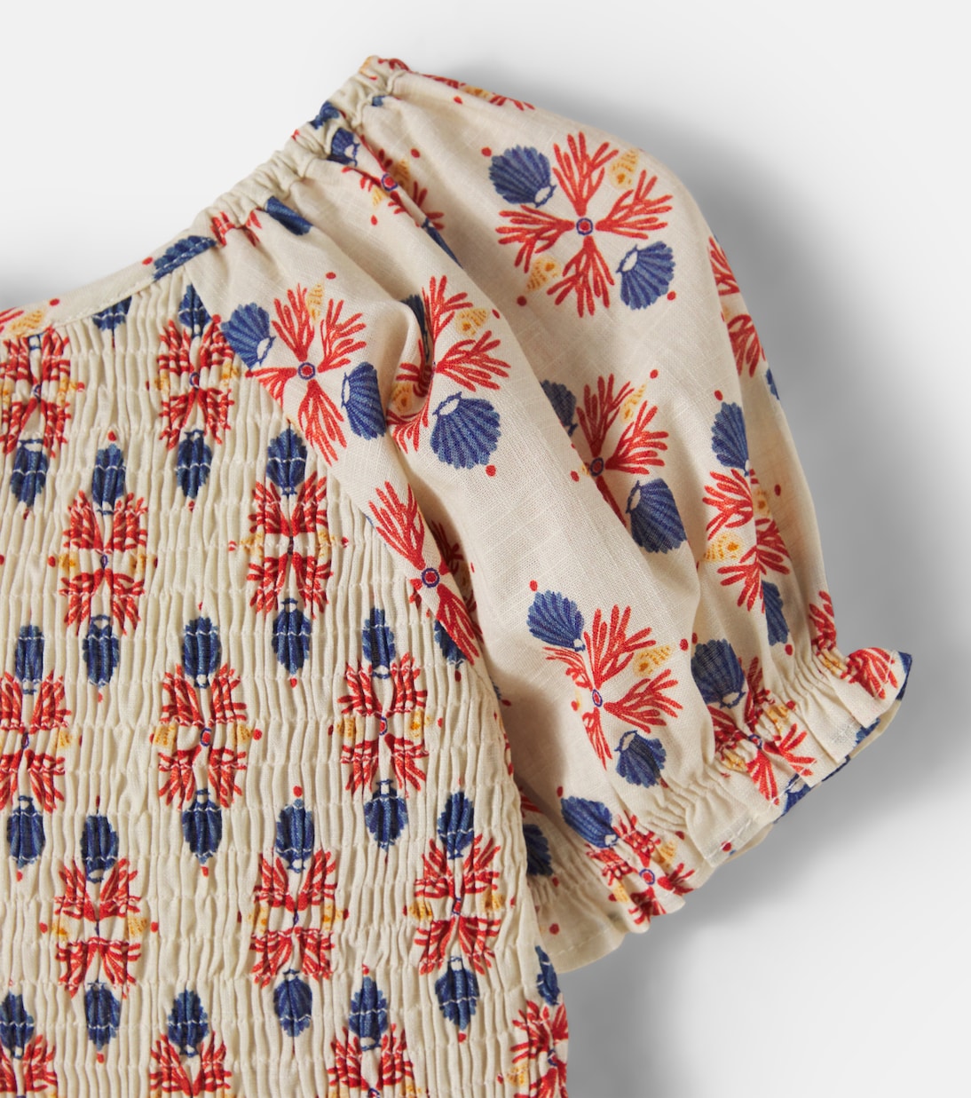 Kaia printed shirred cotton dress | Bebe Organic