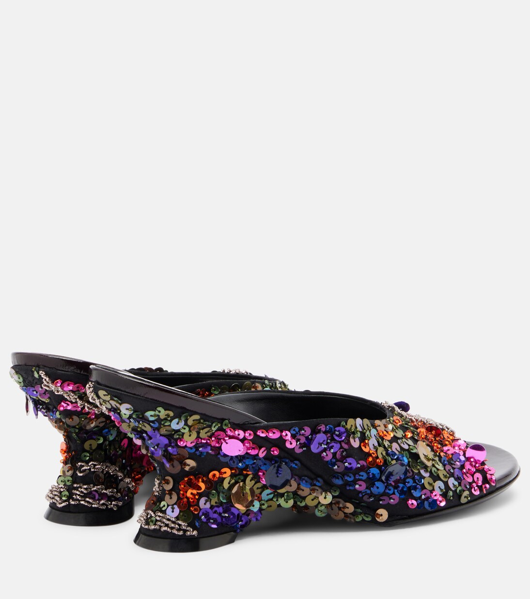 75 sequined leather wedge mules | Dries Van Noten