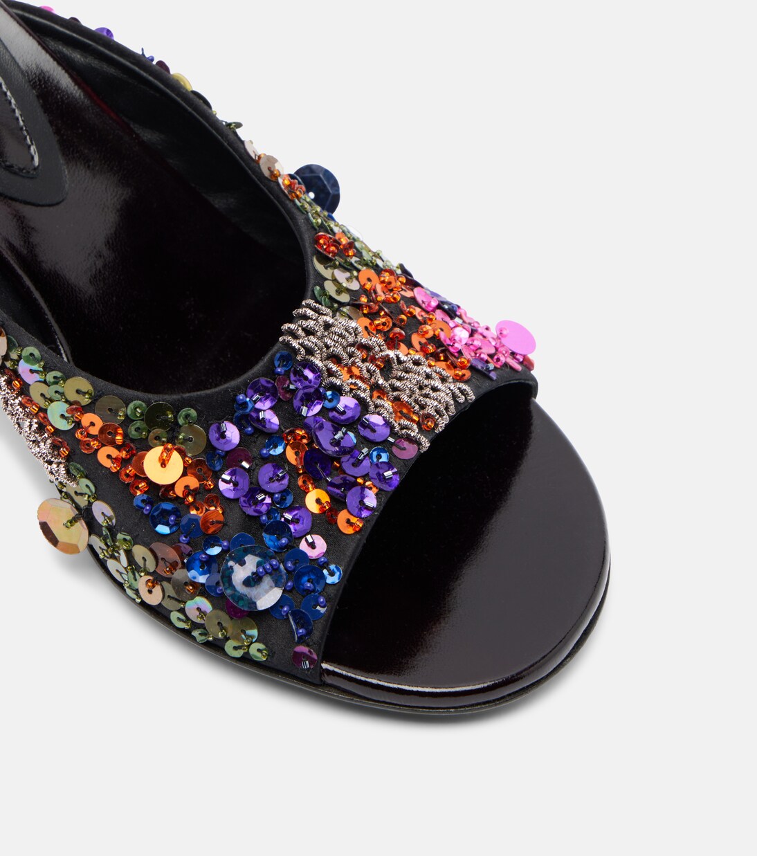 75 sequined leather wedge mules | Dries Van Noten