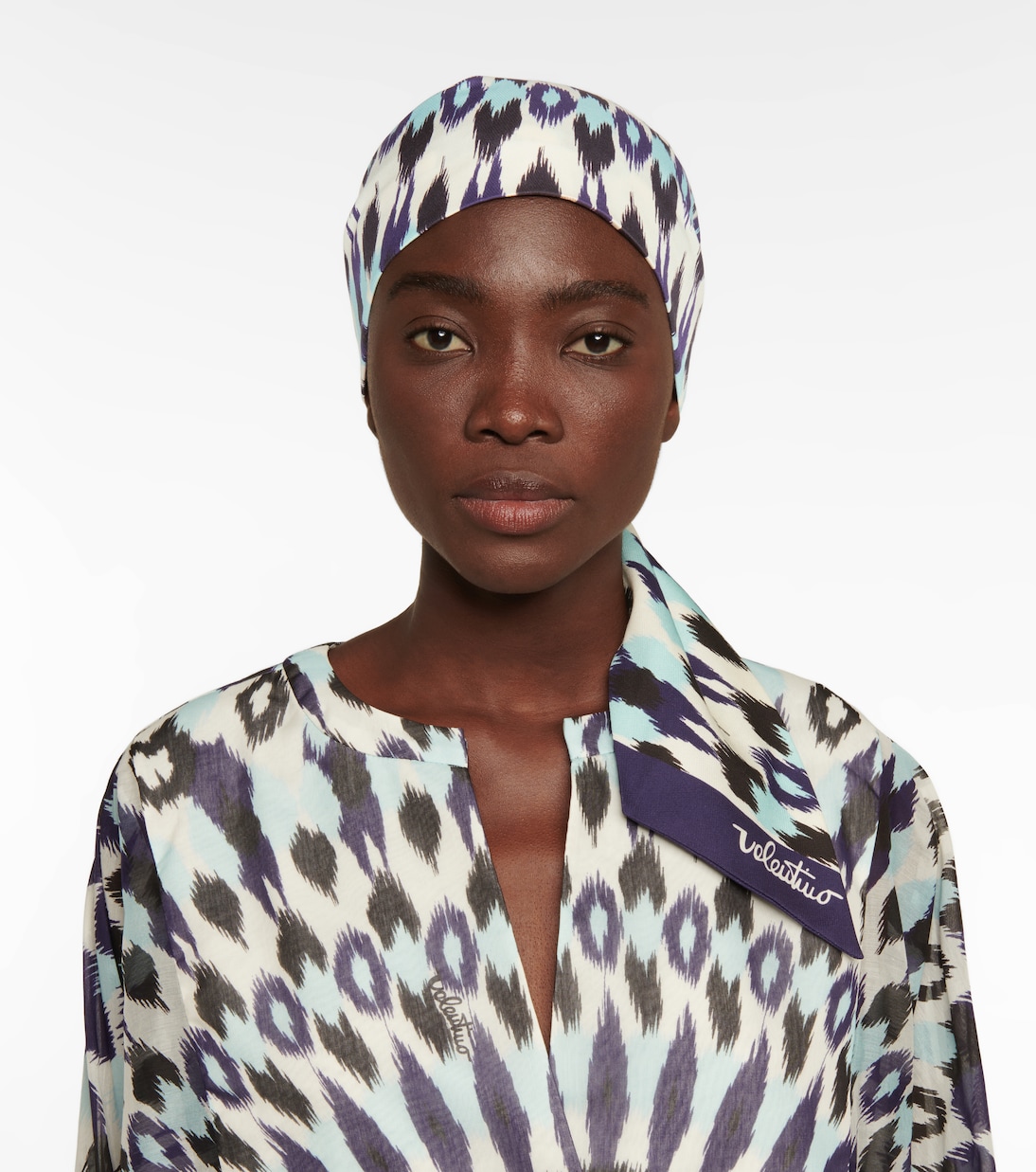 Printed silk and cotton headscarf | Valentino