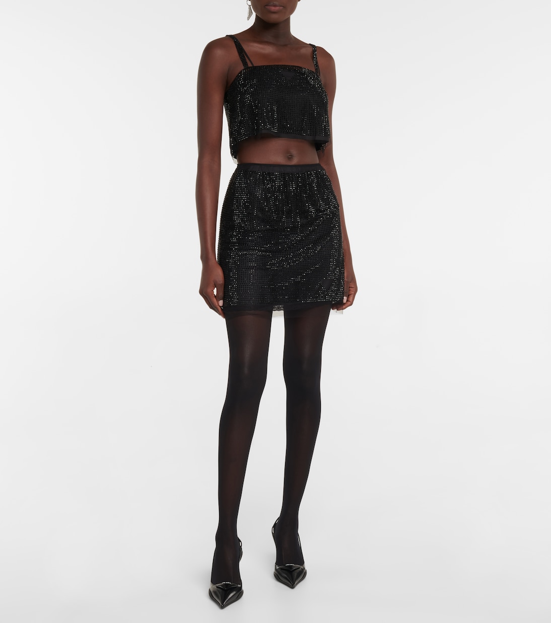 Mini-jupe à cristaux | Prada