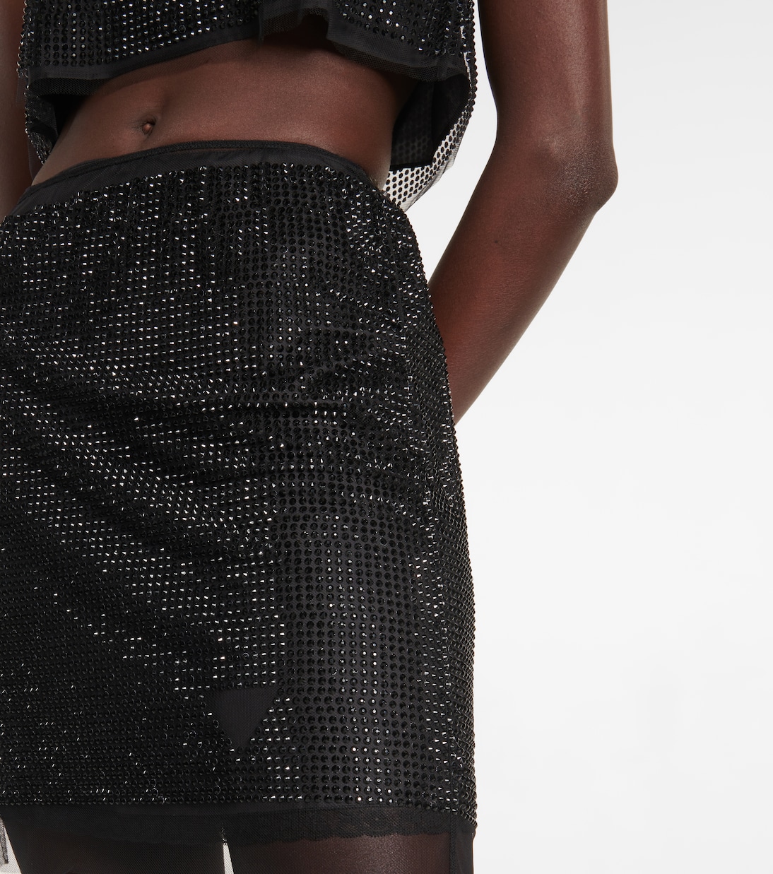 Mini-jupe à cristaux | Prada