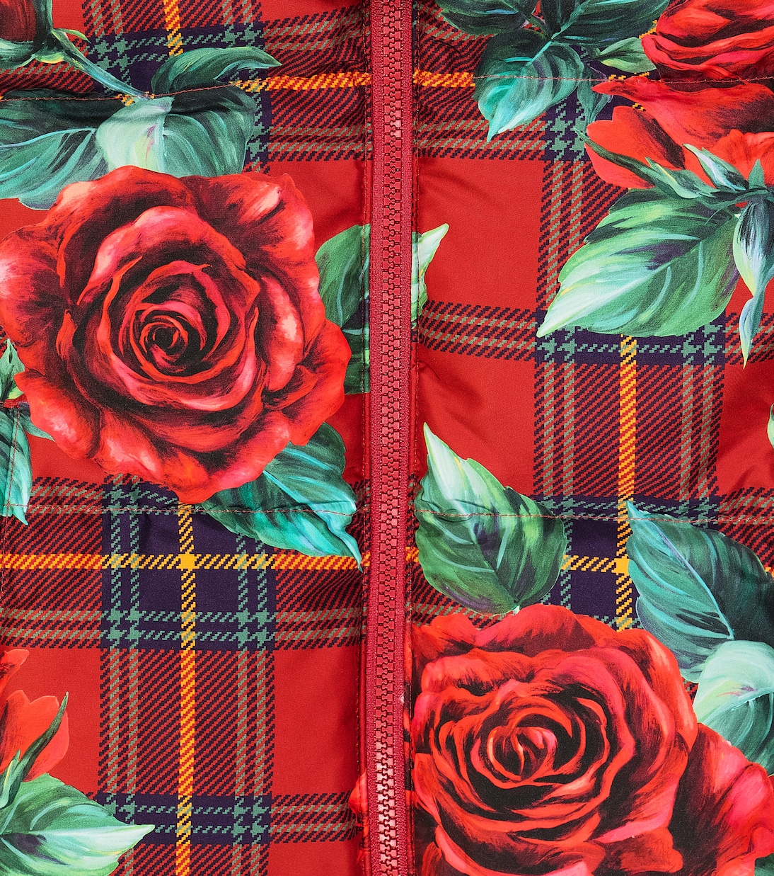 Floral tartan puffer jacket | Dolce&Gabbana Kids