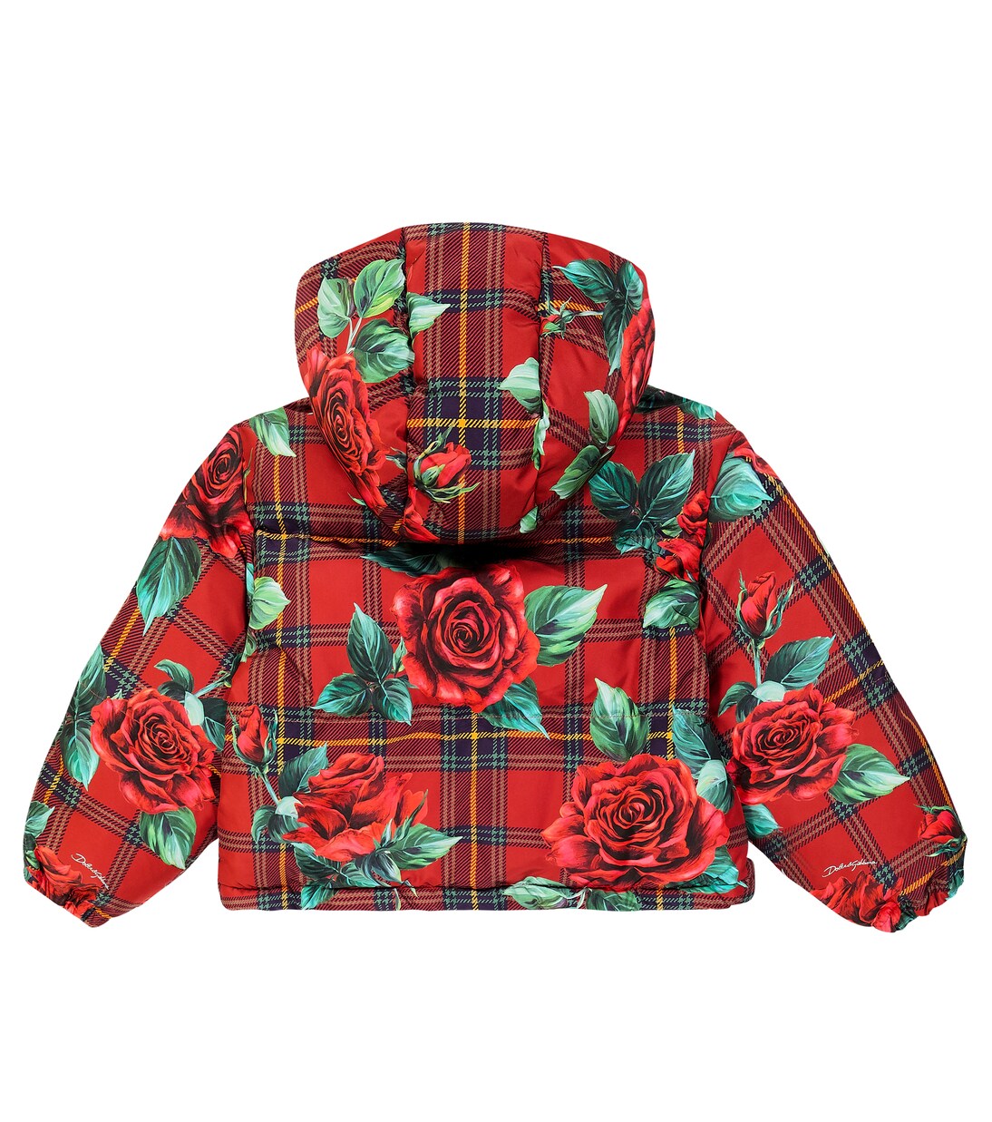 Floral tartan puffer jacket | Dolce&Gabbana Kids