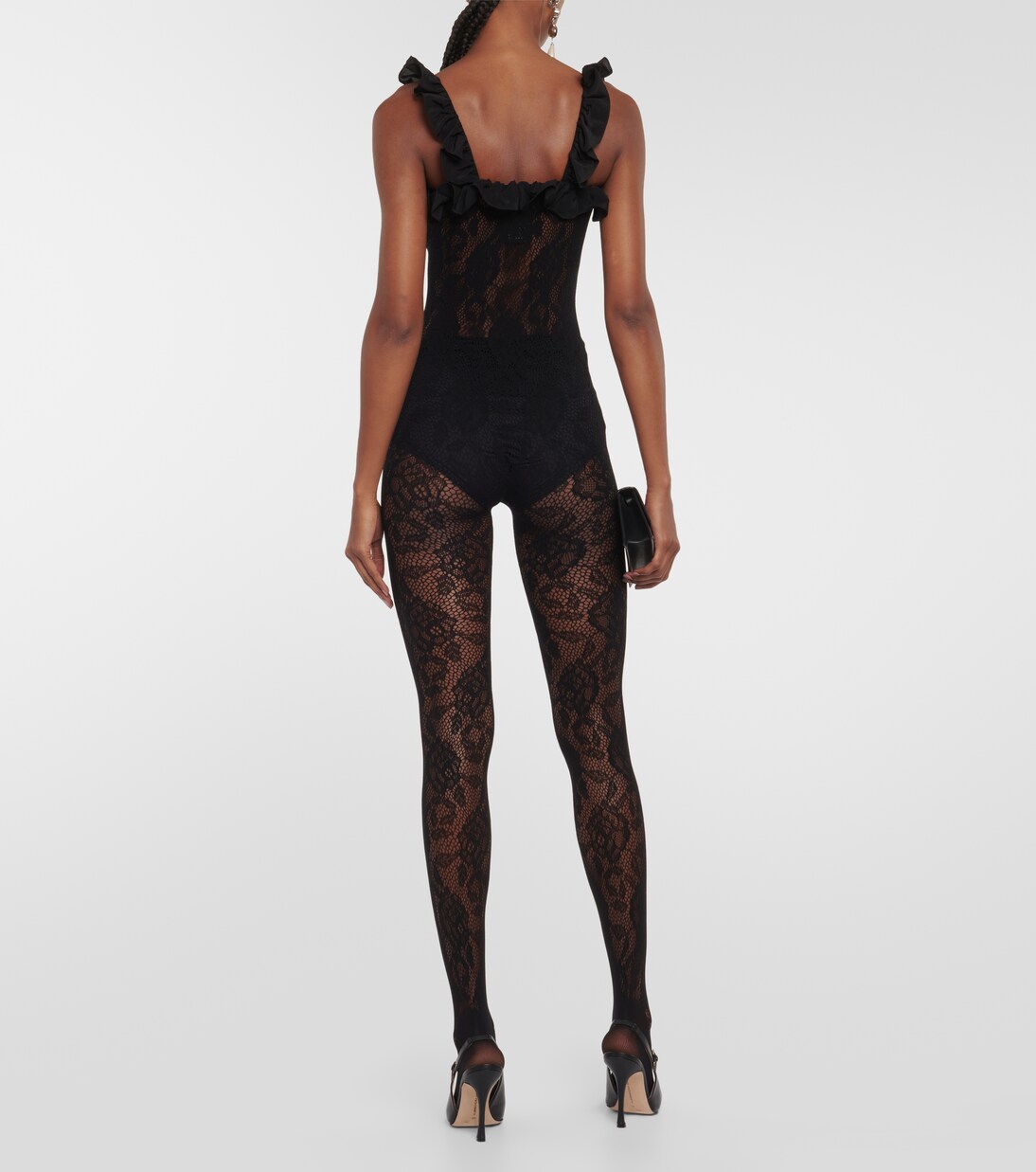 Floral lace catsuit in black - Alessandra Rich | Mytheresa