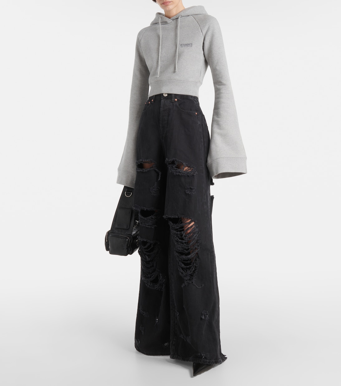 Felpa cropped in jersey di misto cotone | Vetements