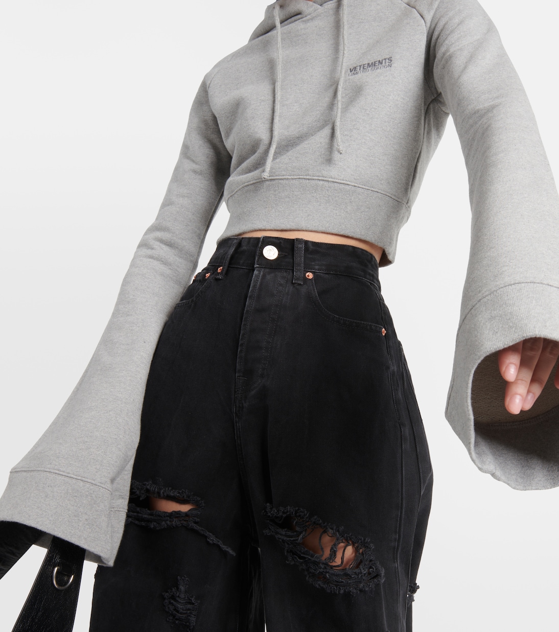 Felpa cropped in jersey di misto cotone | Vetements
