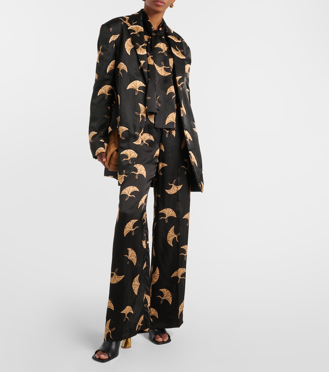 Pantaloni a gamba larga in raso di seta | Dries Van Noten