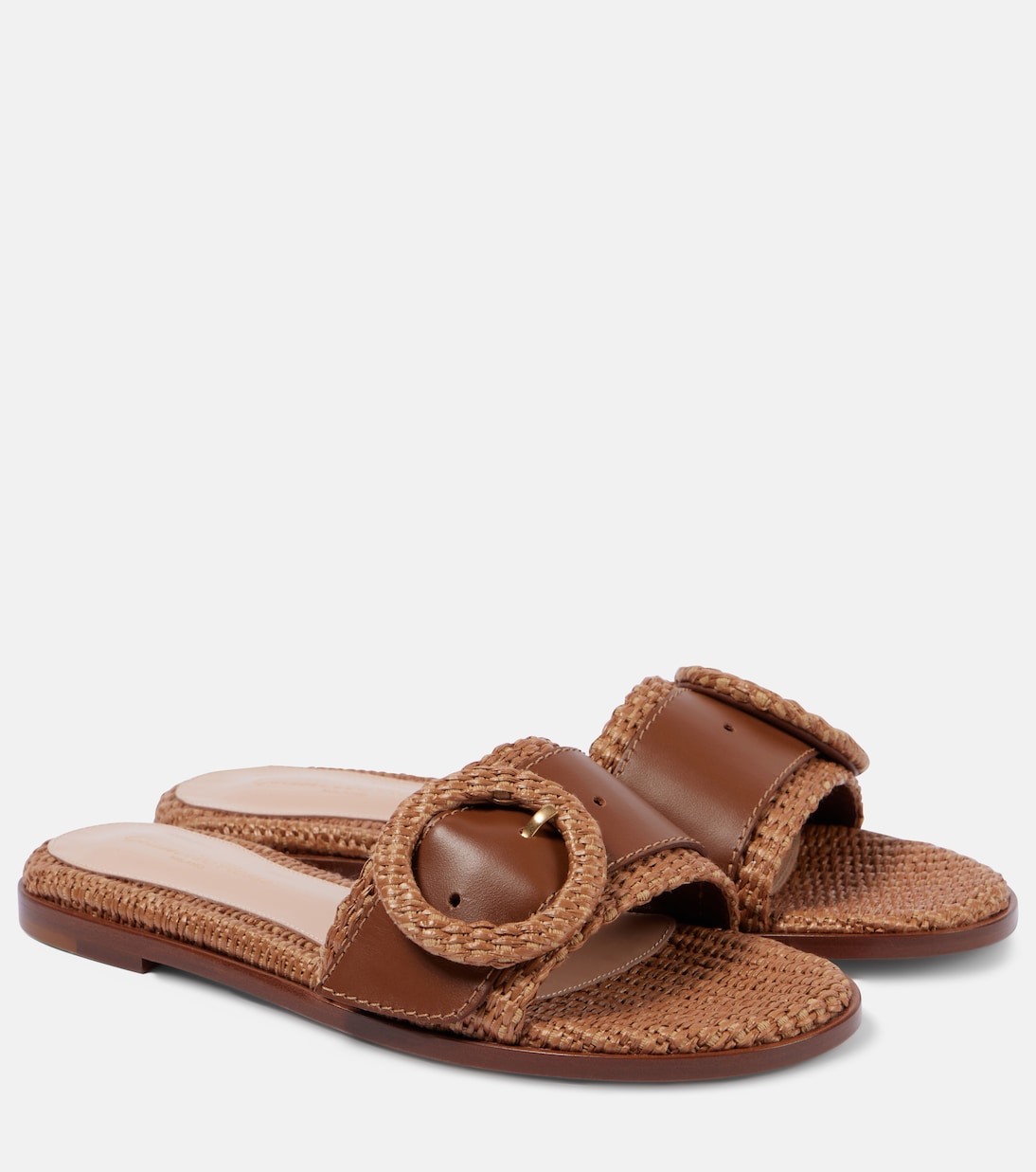 Pantoletten Marbella aus Raffiabast mit Leder | Gianvito Rossi