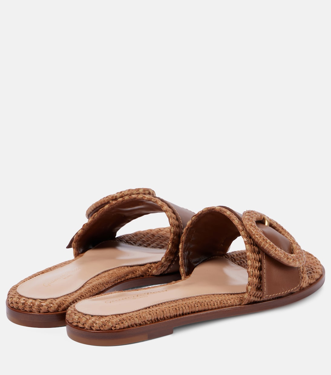 Pantoletten Marbella aus Raffiabast mit Leder | Gianvito Rossi