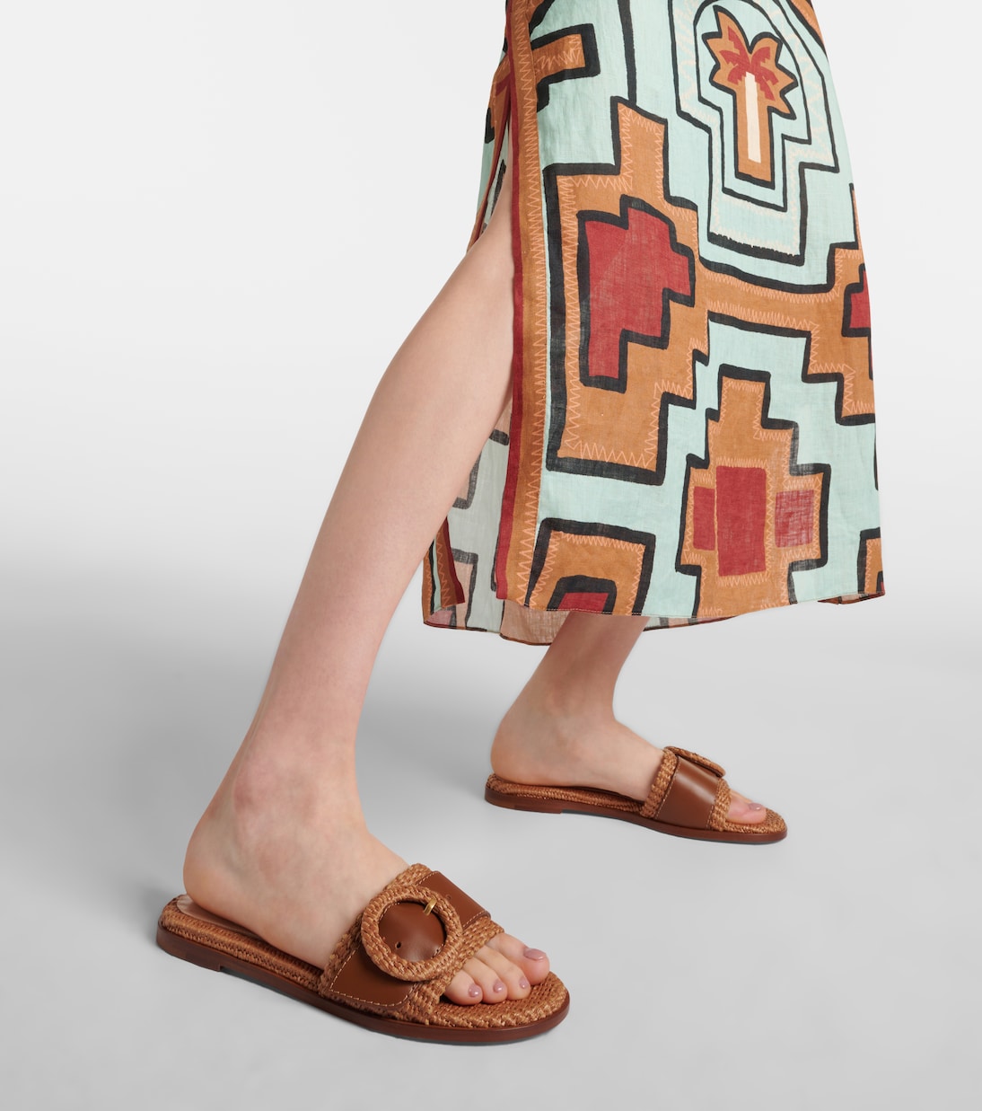 Pantoletten Marbella aus Raffiabast mit Leder | Gianvito Rossi