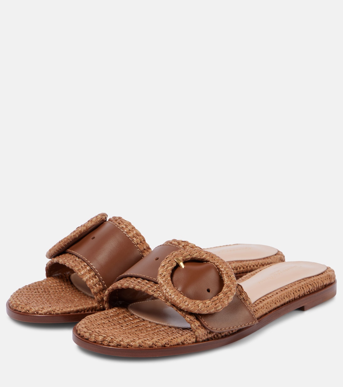 Pantoletten Marbella aus Raffiabast mit Leder | Gianvito Rossi