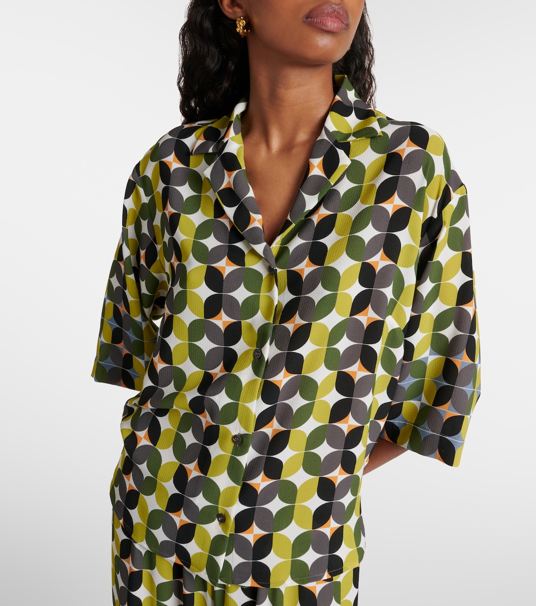Camicia da bowling in crêpe con stampa | Dries Van Noten
