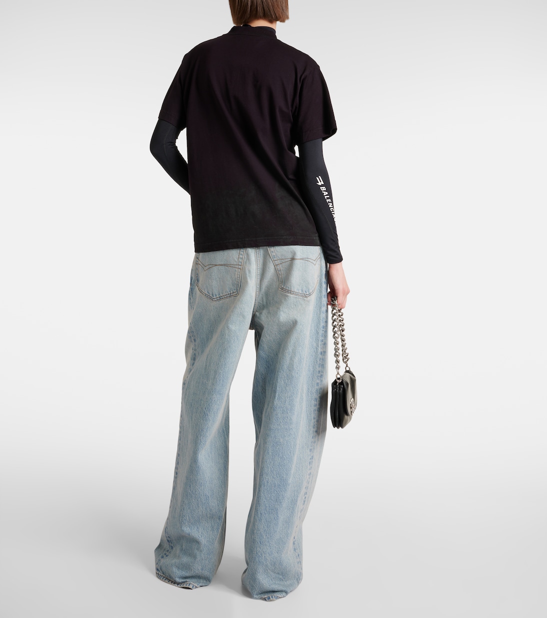 Camiseta Balenciaga Bb Oversize en Algodón Jersey con Toque Metálico para Jóvenes