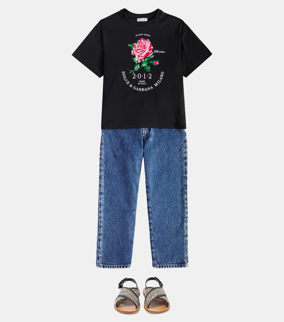 T-shirt in jersey di cotone con glitter | Dolce&Gabbana Kids