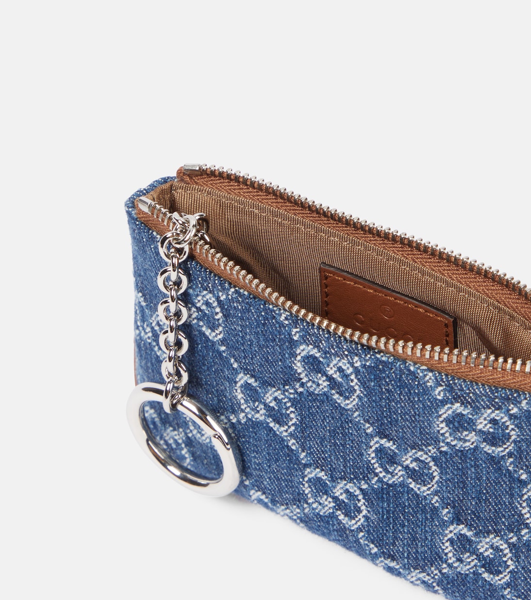 Portafoglio in denim con finiture in pelle GG di GUCCI per giovani trendy
