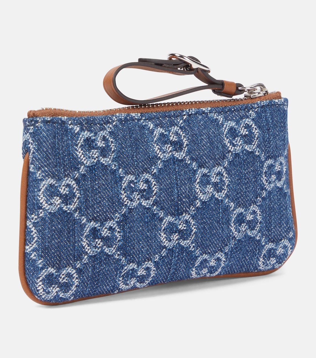 Portafoglio in denim con finiture in pelle GG di GUCCI per giovani trendy
