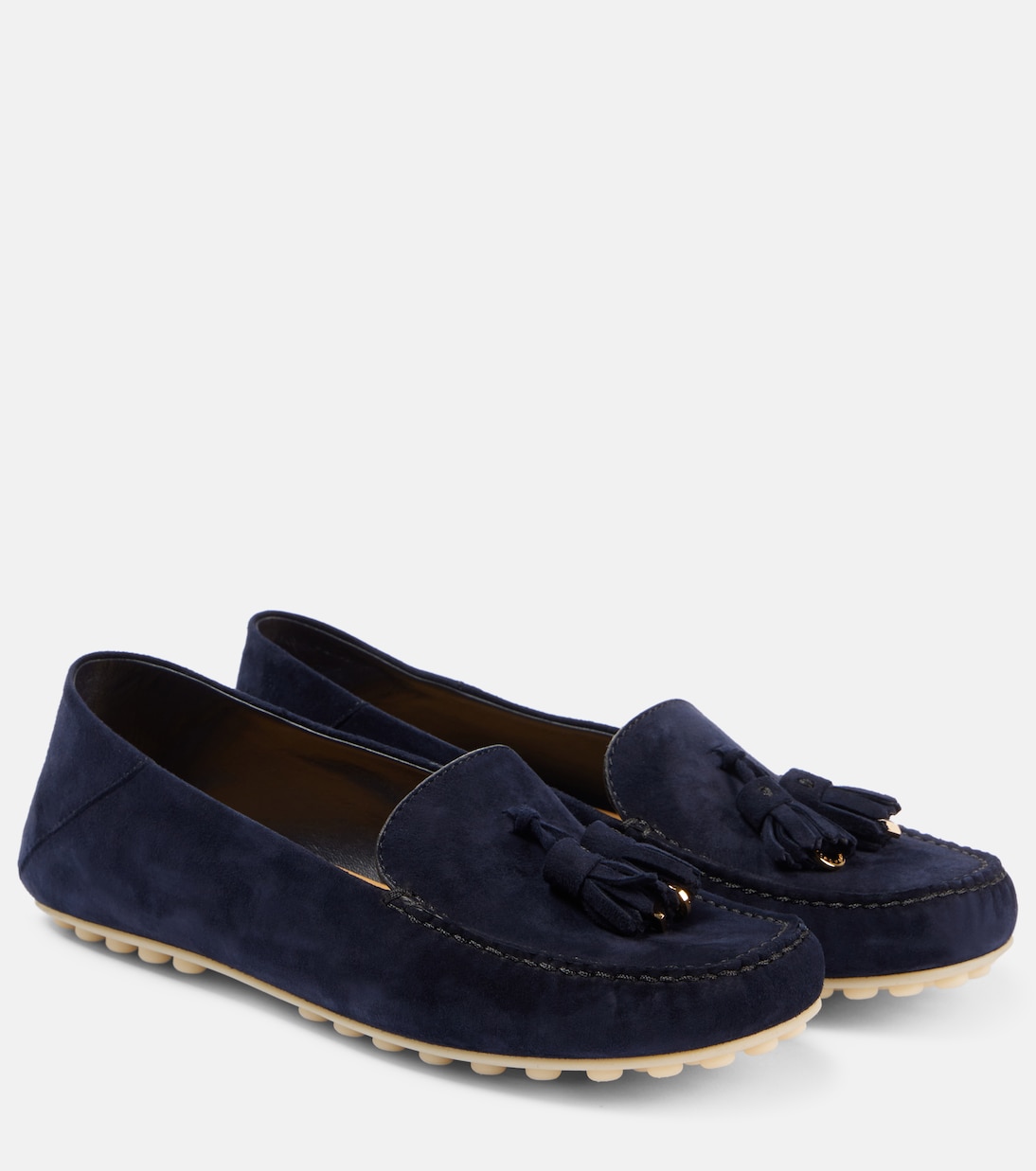 Scarpe da guida in pelle scamosciata Loro Piana con dettaglio a pois, stile giovane e moderno
