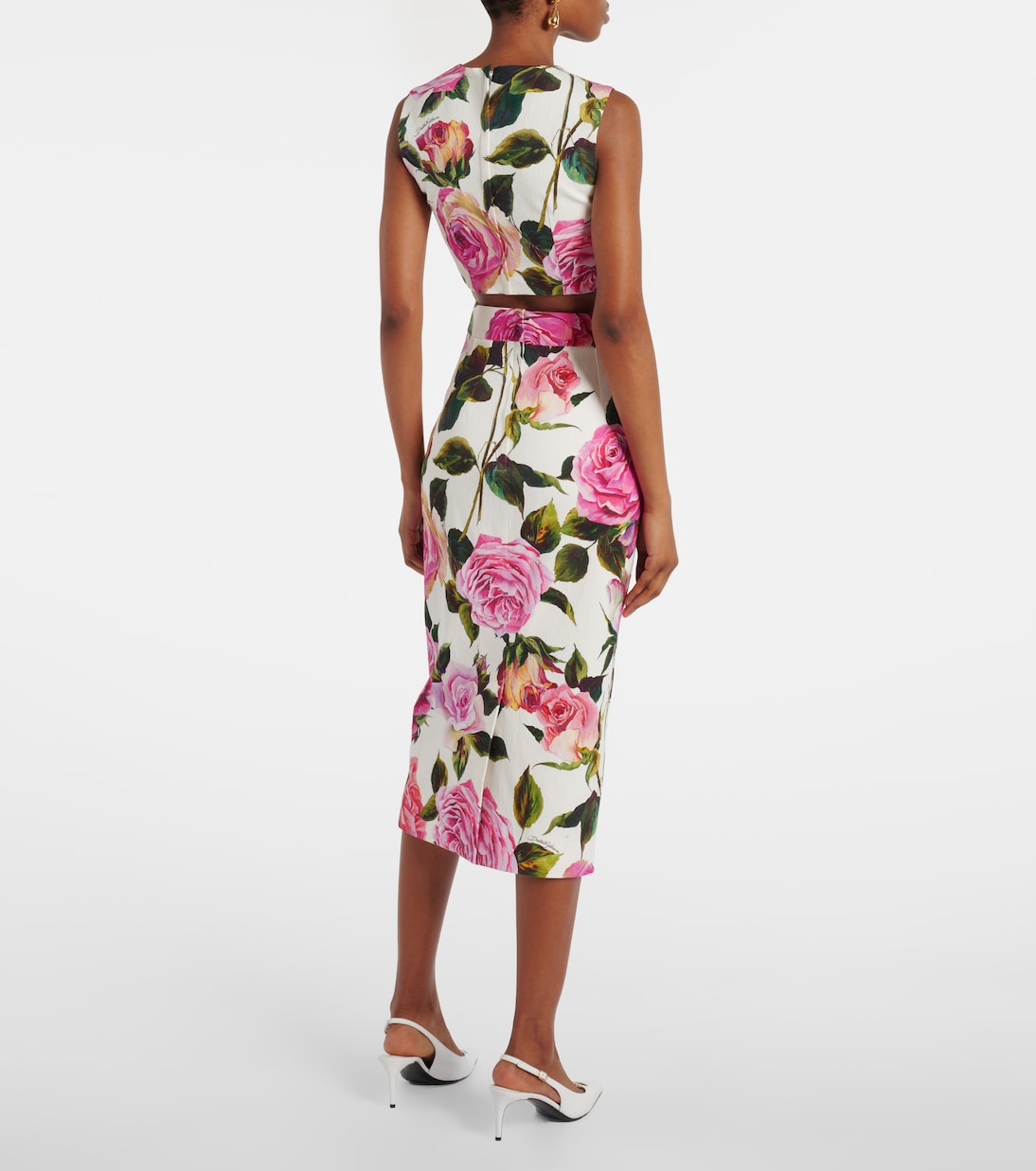 Crop top de mezcla de algodón floral | Dolce&Gabbana
