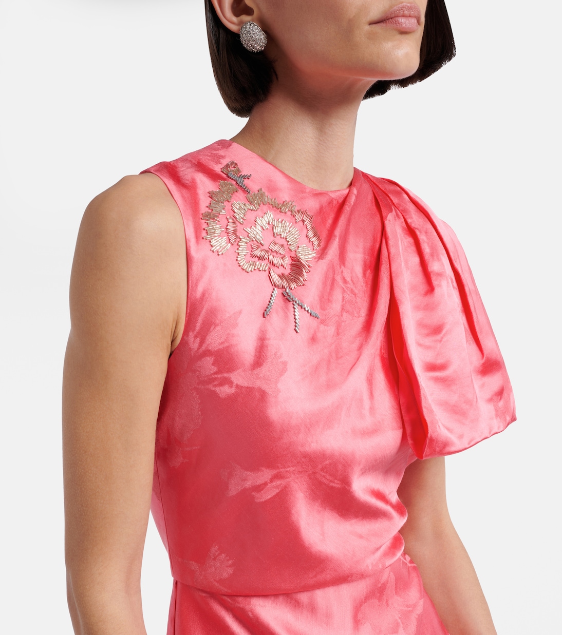 Abito lungo in jacquard di misto lino | Erdem