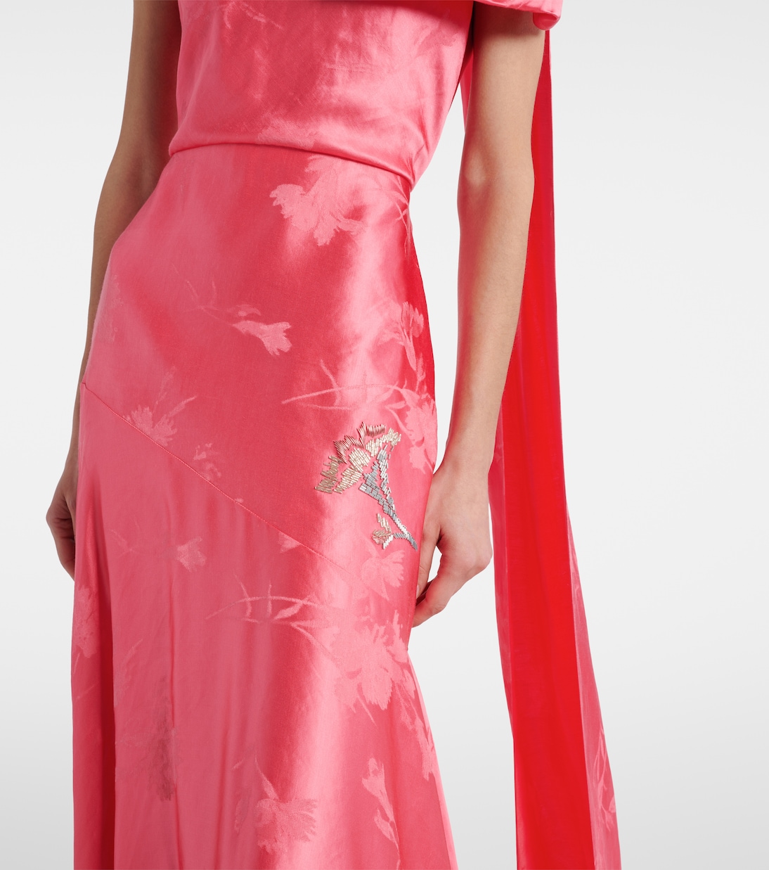 Abito lungo in jacquard di misto lino | Erdem