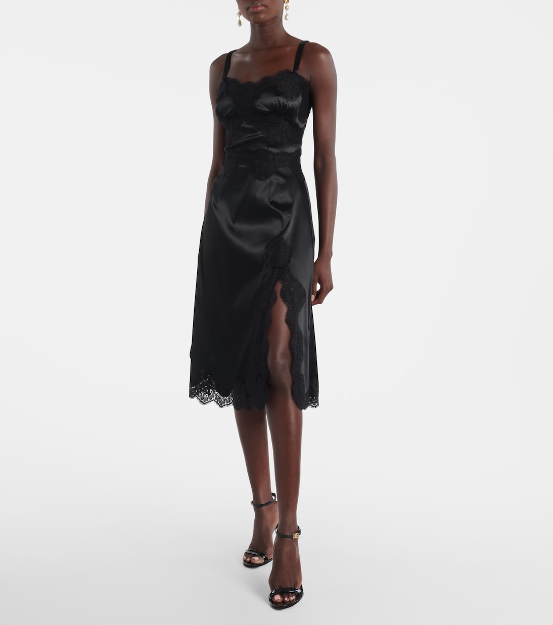 Lace-trimmed satin slip dress | Dolce&Gabbana
