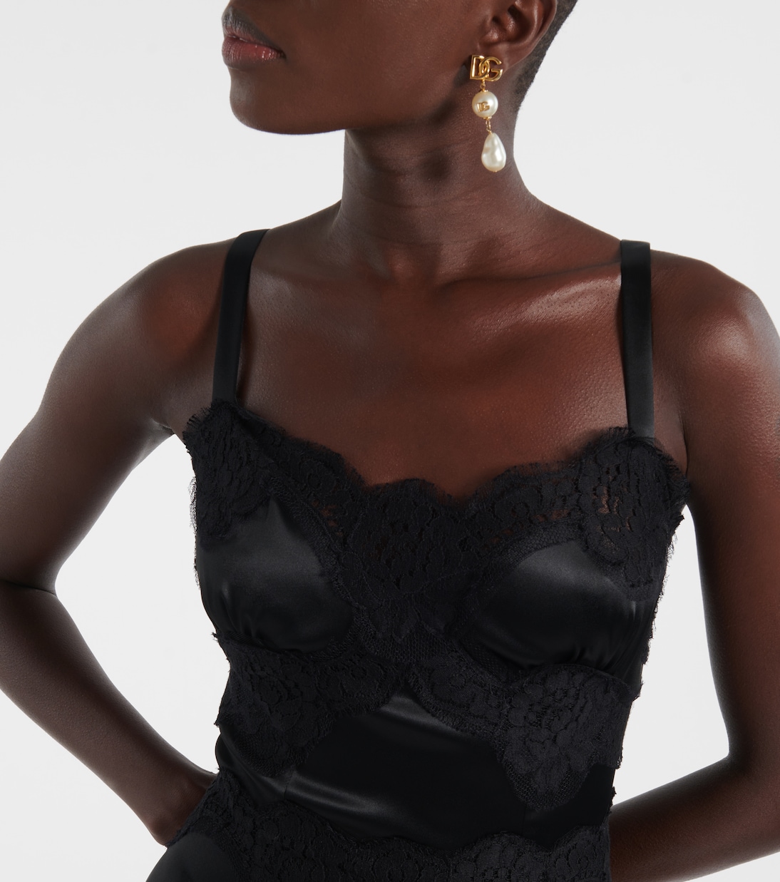 Lace-trimmed satin slip dress | Dolce&Gabbana