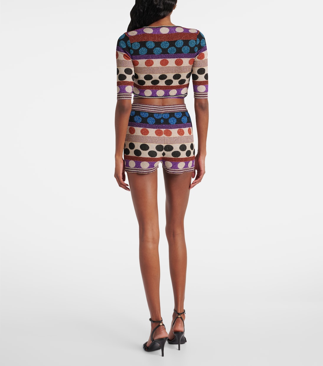 Polka-dot jacquard lamé wrap top | Valentino