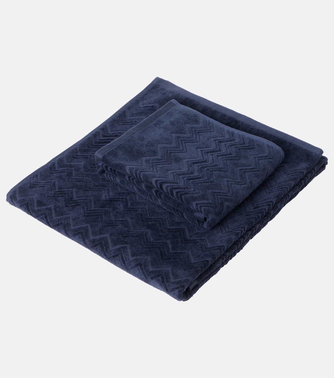 Chalk set of 2 zigzag cotton terry towels | Missoni
