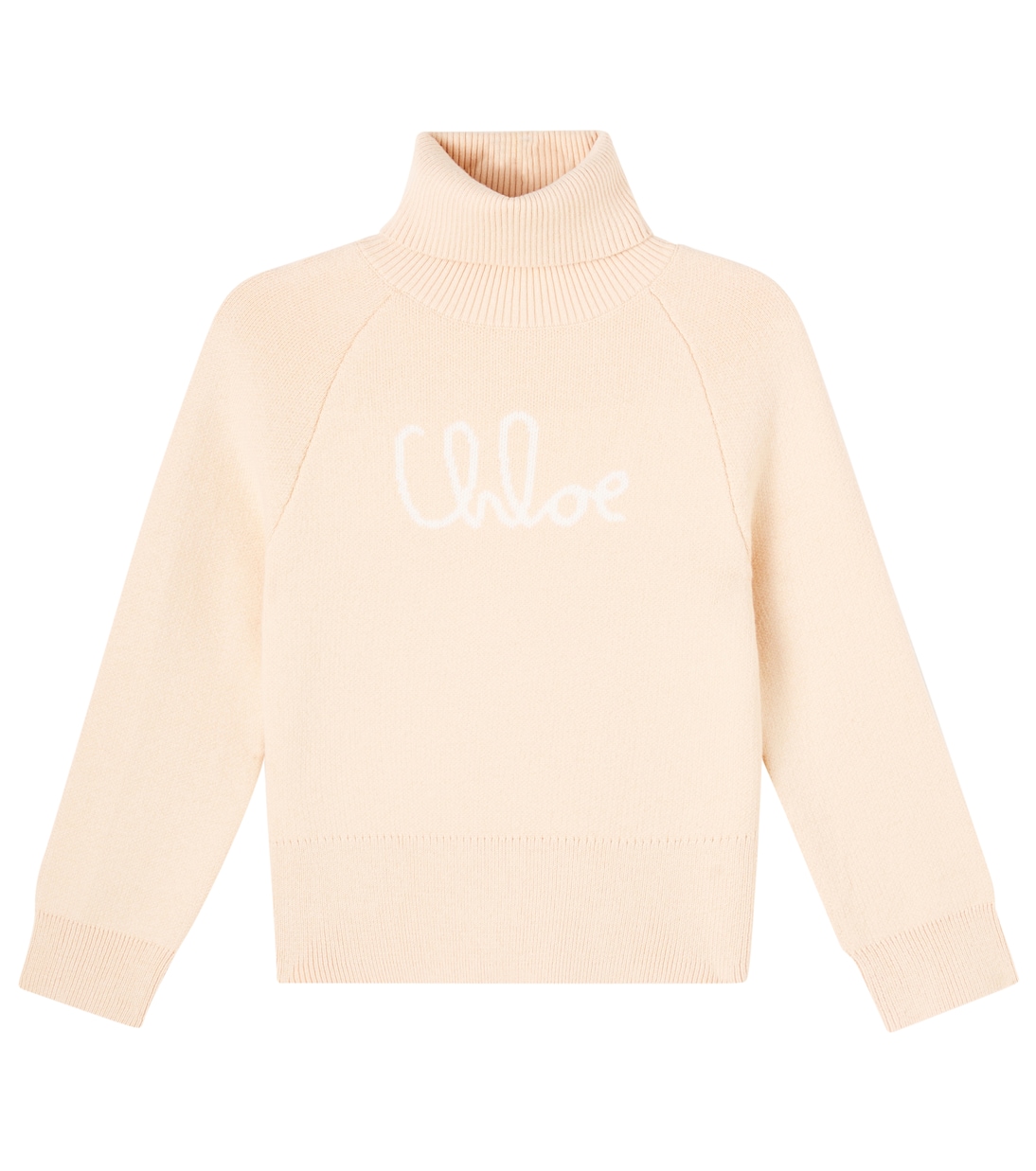 Logo cotton and wool turtleneck sweater | Chloé Kids