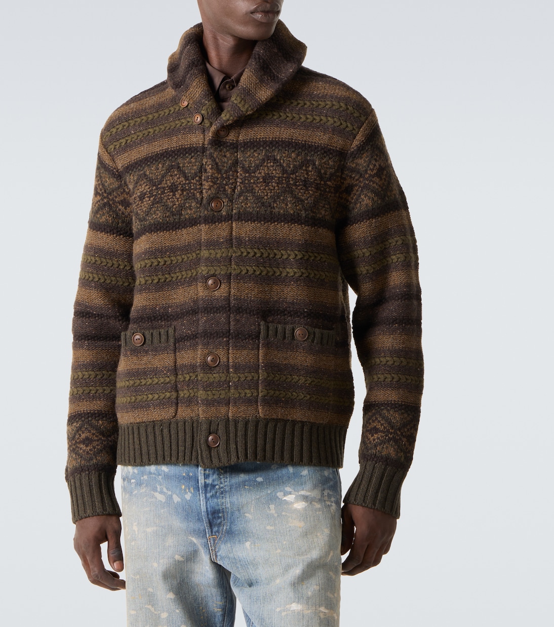 Striped wool and cotton cardigan | RRL