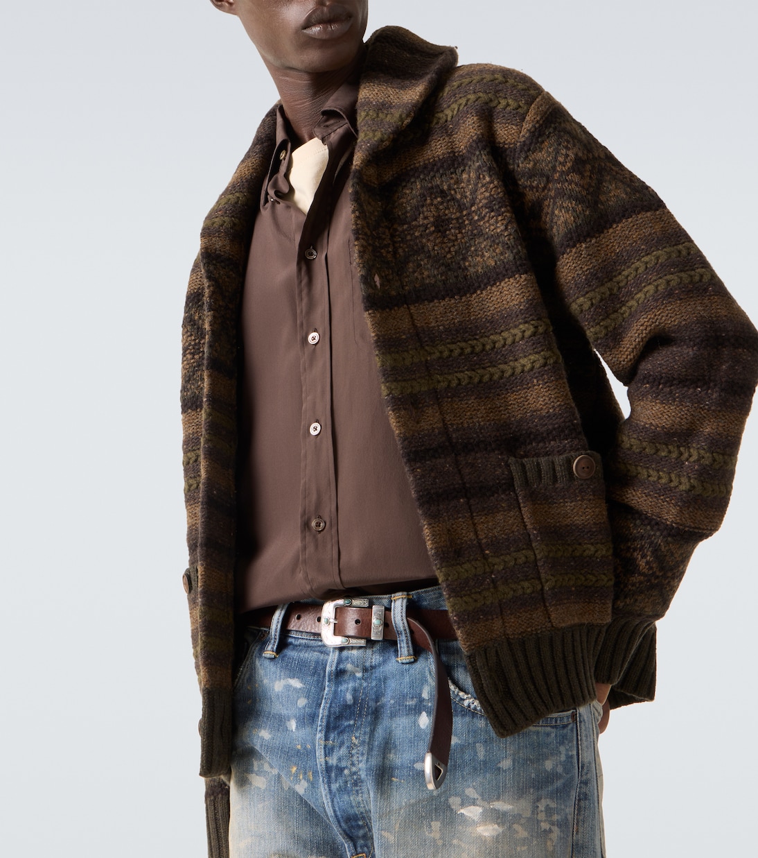 Striped wool and cotton cardigan | RRL