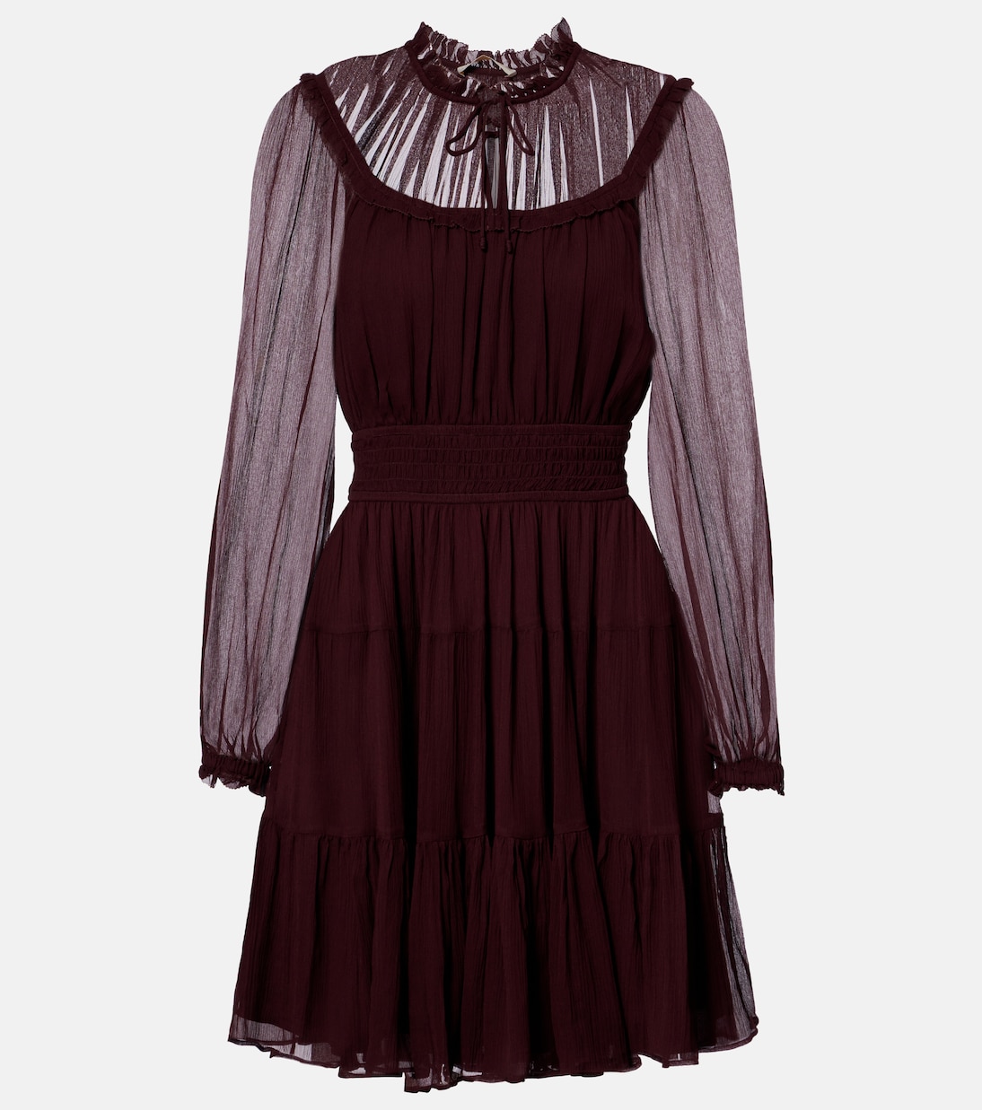 Ava tie-neck silk chiffon minidress  | Ulla Johnson