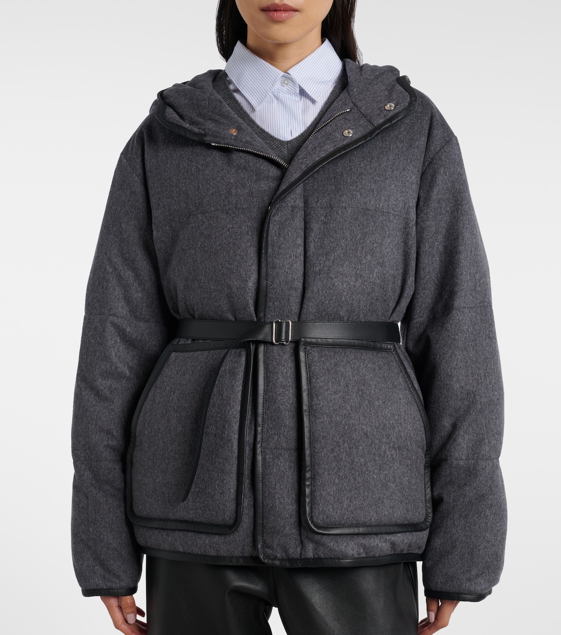 Belted hooded padded cashmere jacket | Tod's