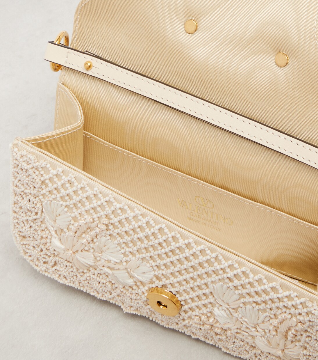 Locò Small embellished raffia shoulder bag | Valentino Garavani