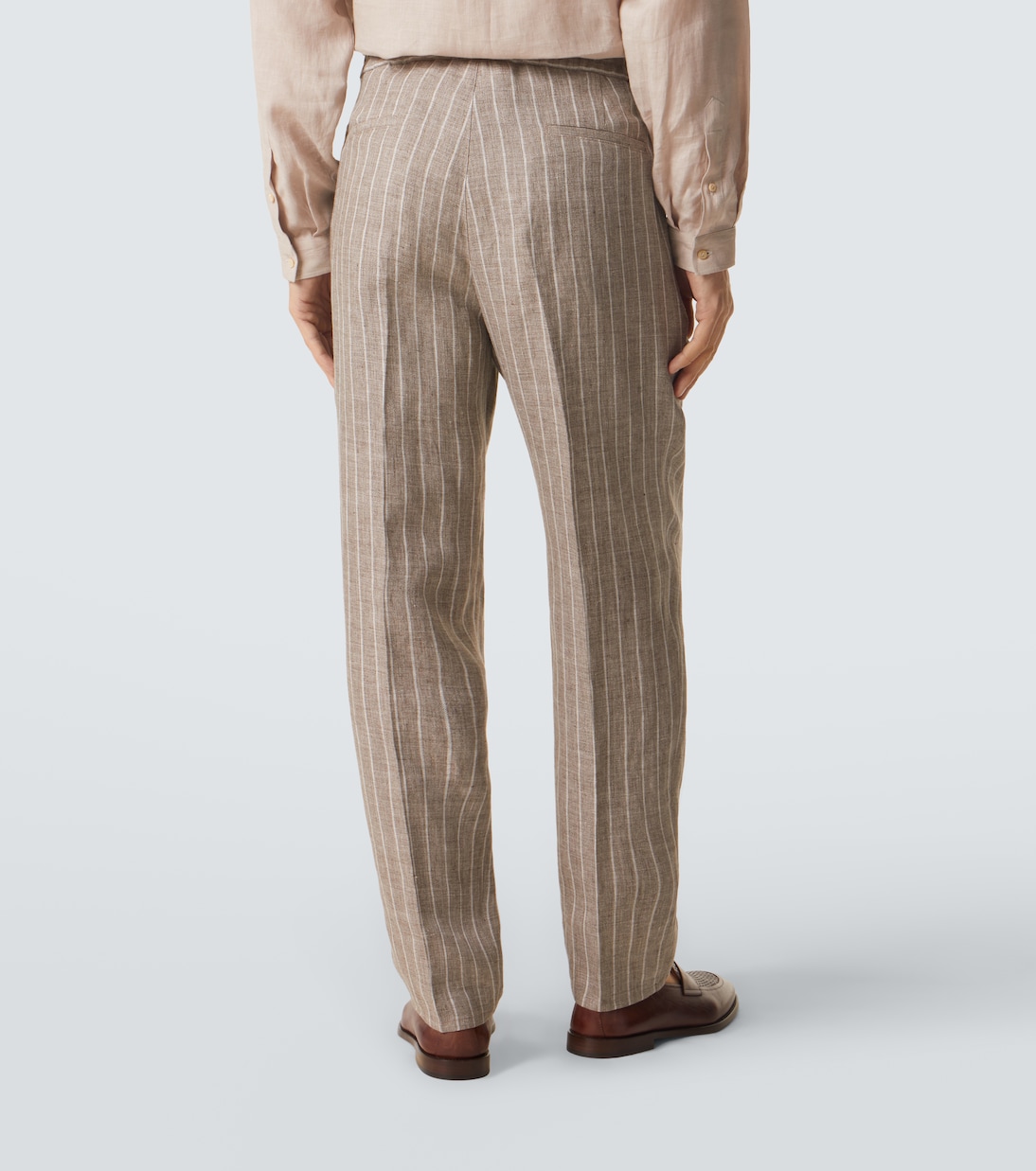Chalk stripe linen twill tapered pants | Brunello Cucinelli