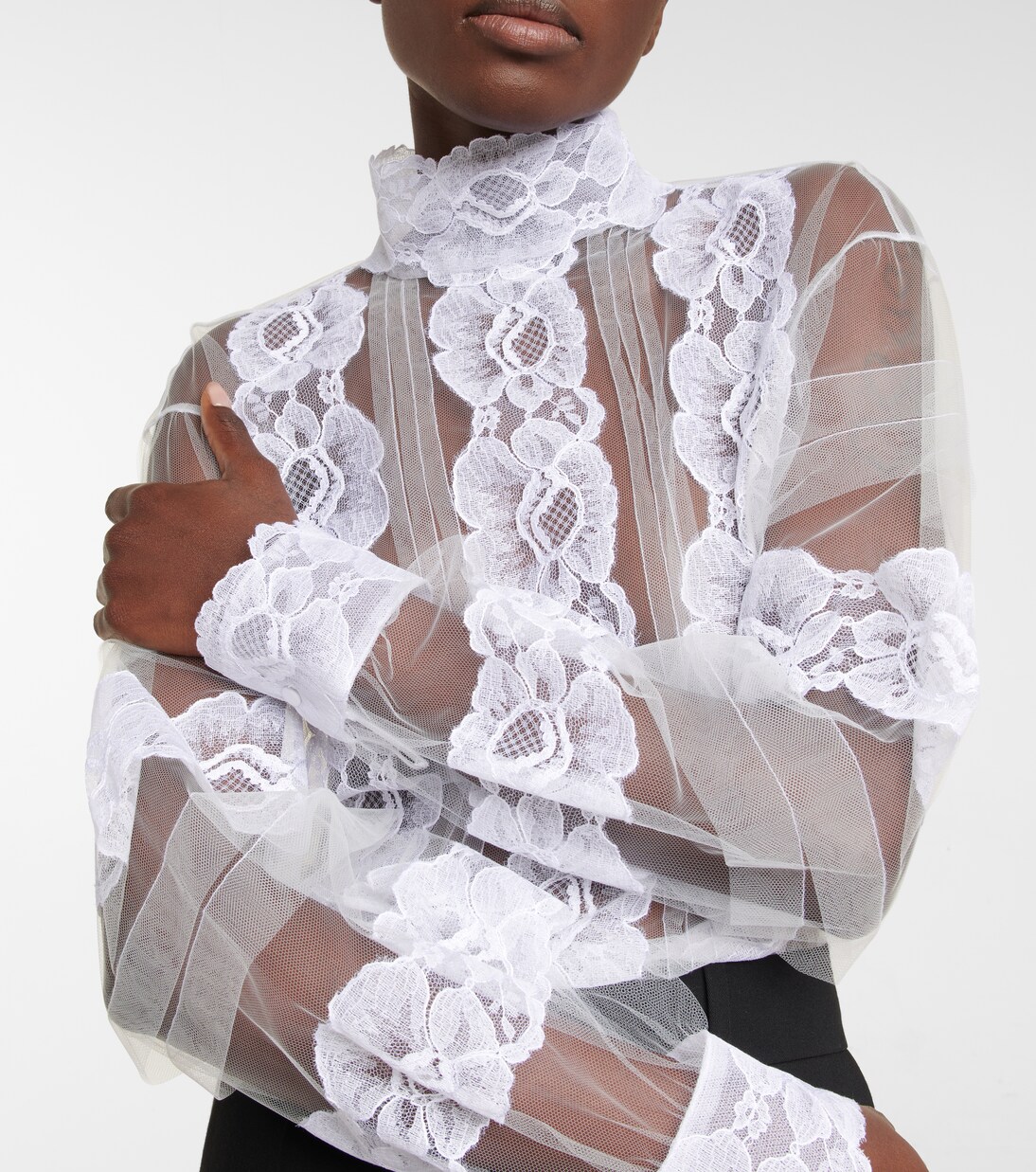 Guipure lace and tulle blouse | Valentino