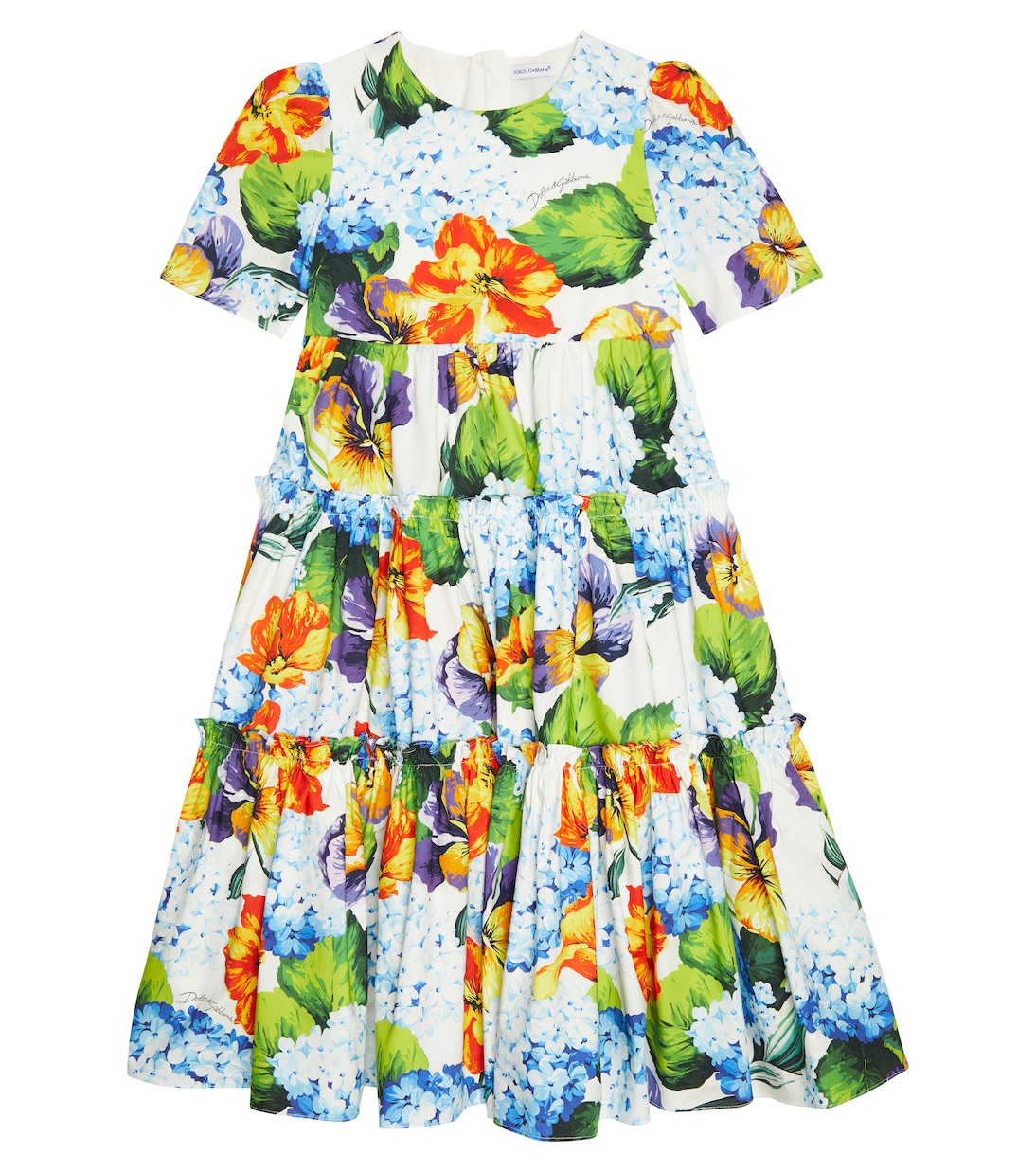 Bedrucktes Kleid aus Baumwollpopeline | Dolce&Gabbana Kids