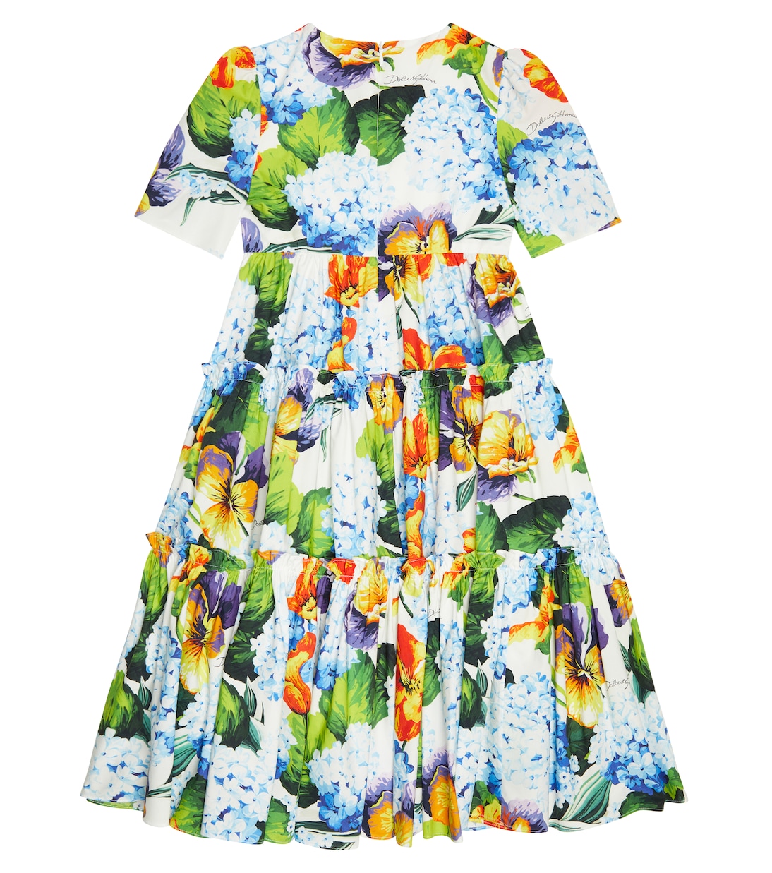 Bedrucktes Kleid aus Baumwollpopeline | Dolce&Gabbana Kids