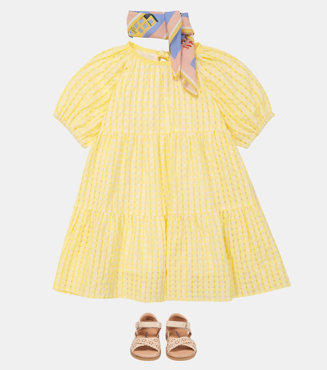Scalloped leather sandals | Petit Nord