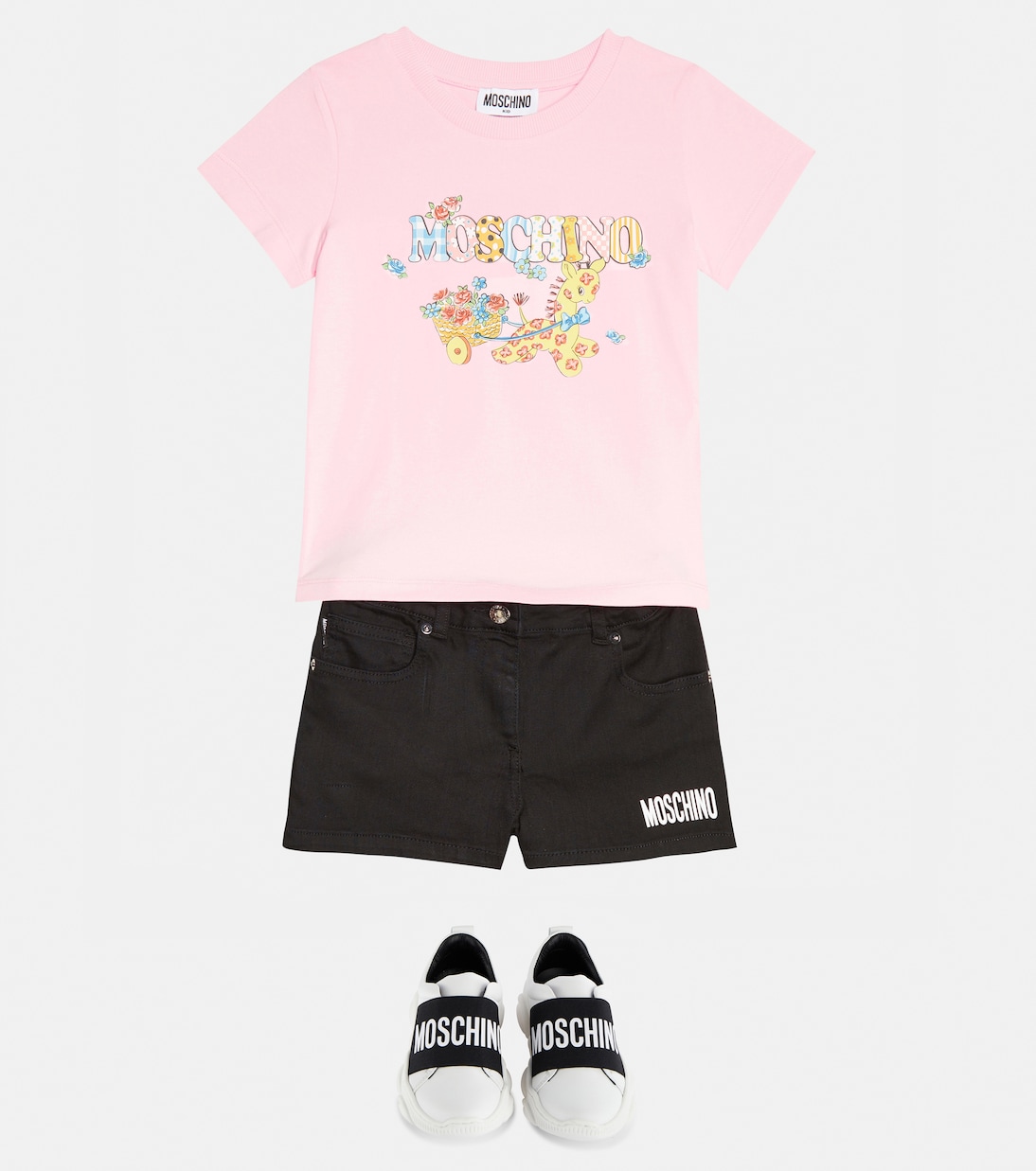 T-shirt in misto cotone con logo | Moschino Kids