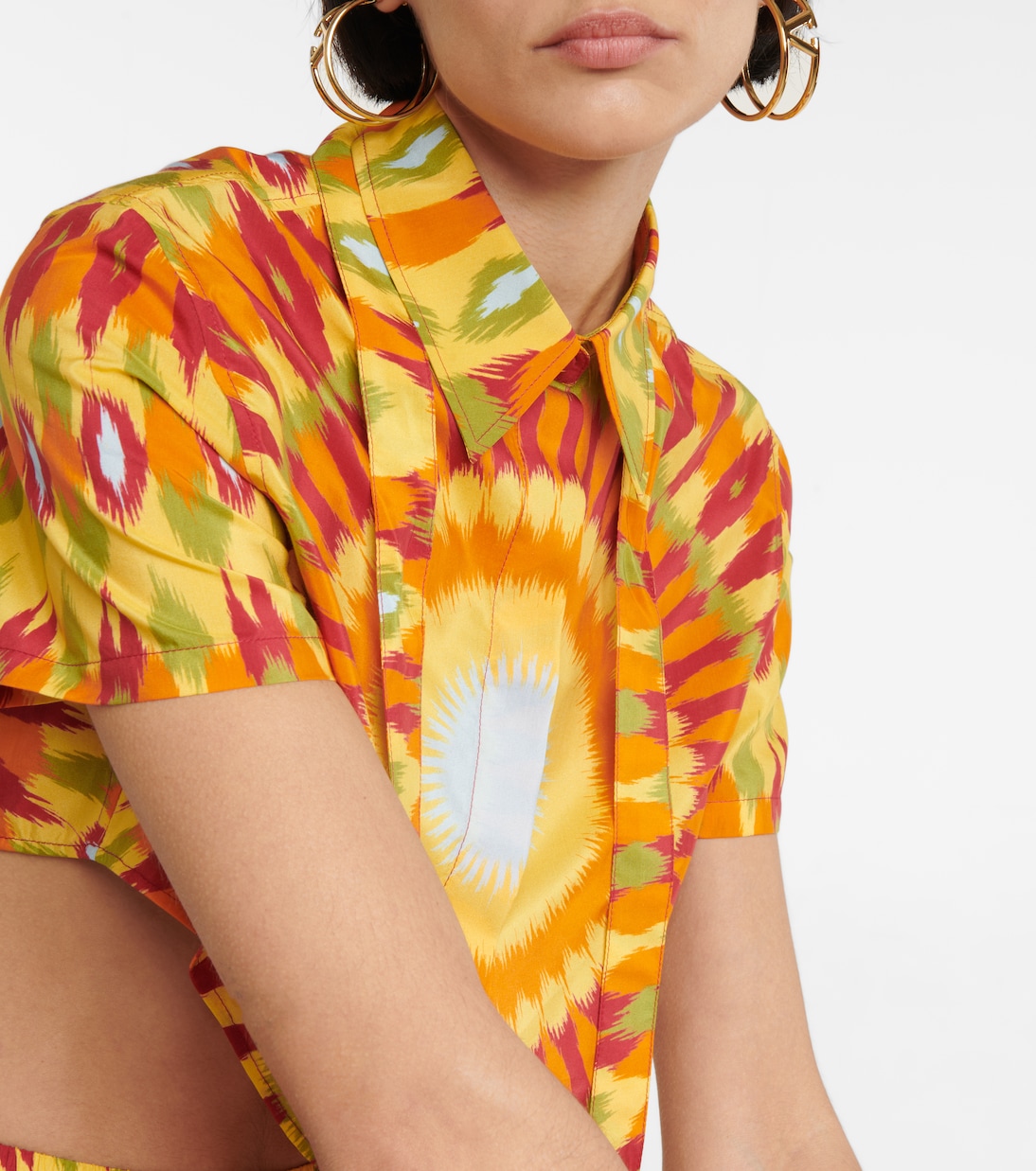 Camicia cropped in seta e cotone con stampa | Valentino
